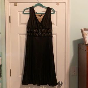 Black with Gold underlay and lace waistline dress